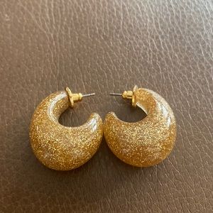 Kate spade gold glitter hoop earrings